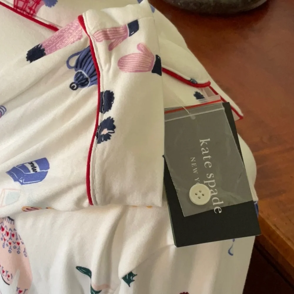 NWT Kate Spade Winter Themed Pajama Set Size S Cozy Chic Whimsical Playful